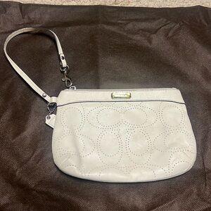 COACH Ivory ivory perforated Signature C’s leather wristlet Authentic